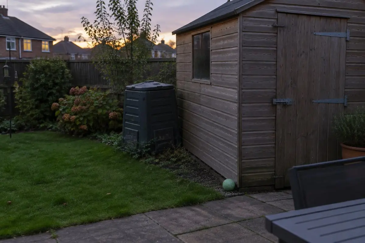 Garden shed and compost bin where rats shelter
